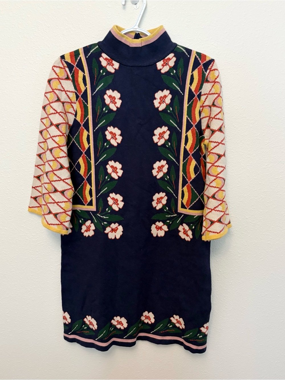 NWT Anthropologie Fate Bloom Mini Sweater Dress High Neck Floral Size S